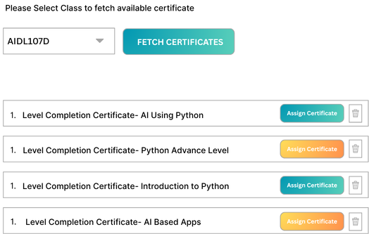 Assigning certificates list